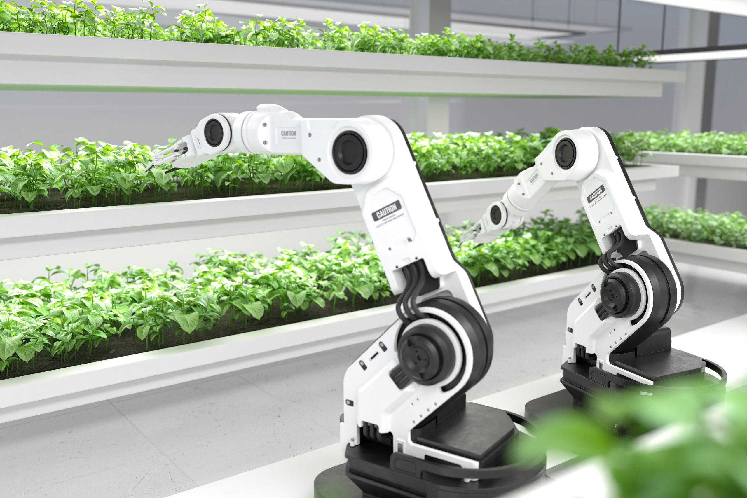 Smart robotic farmers concept, robot farmers, Agriculture techno
